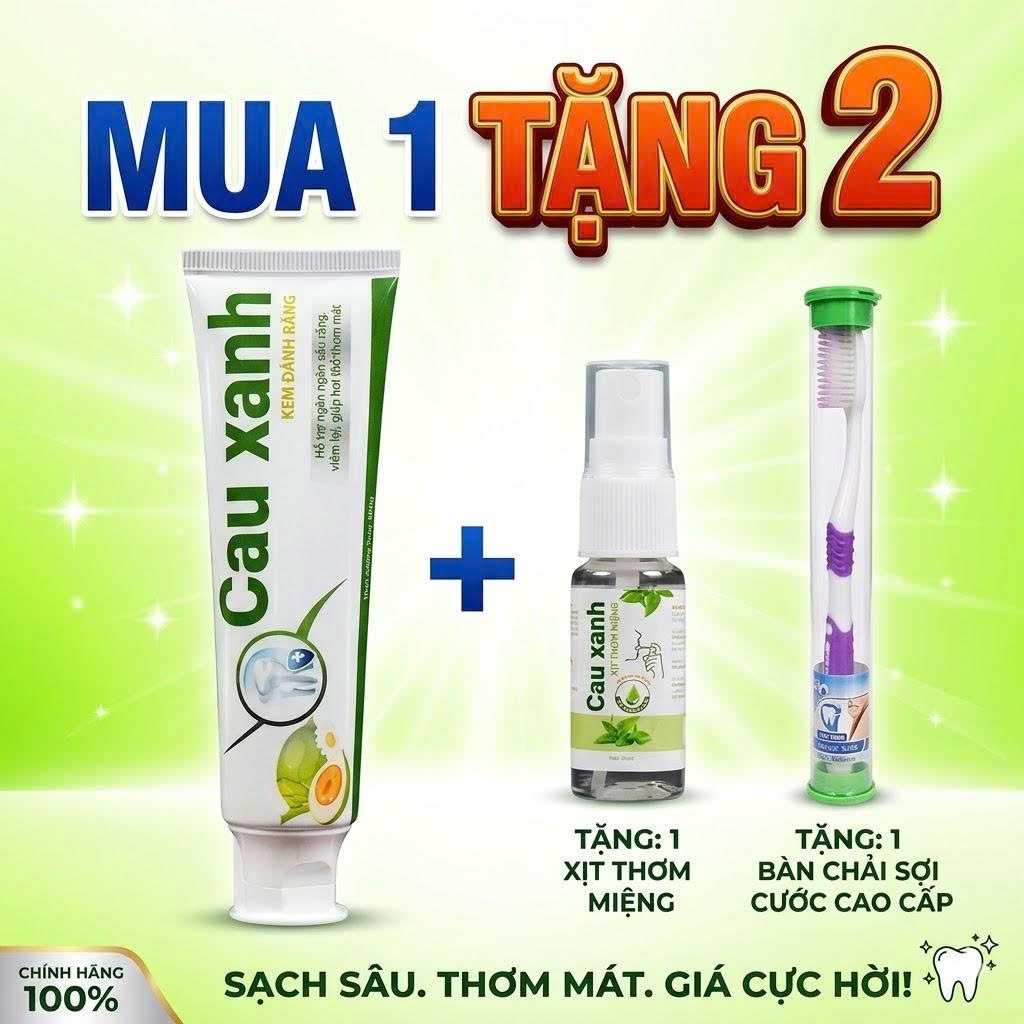 [Combo]Trắng Răng Cau Xanh+Xịt Thơm Miệng+Bàn chải đánh răng–Chăm Sóc Răng Miệng Toàn Diện