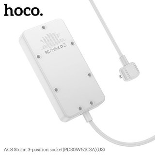 Ổ cắm điện thông minh Hoco AC8 TypeC PD 30W, USB-A QC3.0 18W, 3 Socket, công suất 2500W - Phụ Kiện Nhất Tín