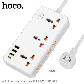 Ổ cắm điện thông minh Hoco AC8 TypeC PD 30W, USB-A QC3.0 18W, 3 Socket, công suất 2500W - Phụ Kiện Nhất Tín