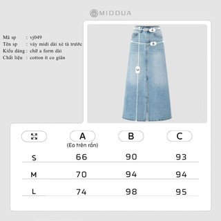 MIDDUA - VJ049 Váy midi dài xẻ tà trước