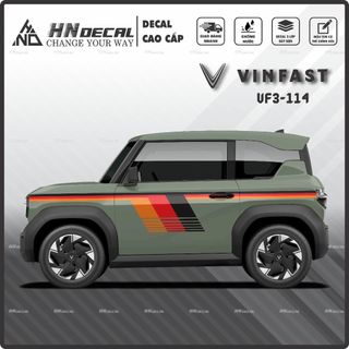 Tem dán xe VF3 - Tem VF3 cao cấp decal dán xe ô tô  ( mẫu VF3 - 114 )