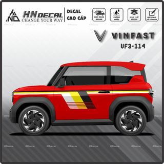 Tem dán xe VF3 - Tem VF3 cao cấp decal dán xe ô tô  ( mẫu VF3 - 114 )