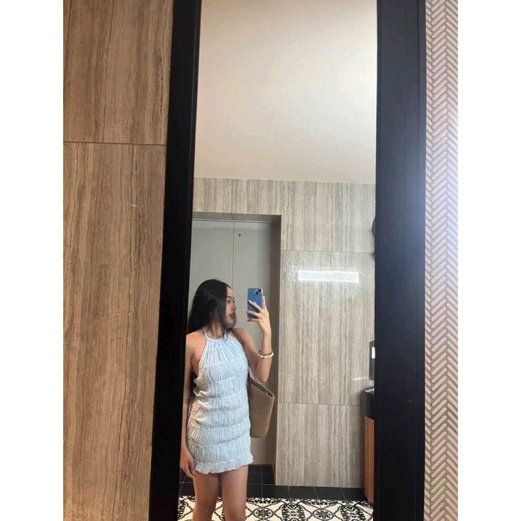 Đầm cổ yếm cột dây hở lưng vải nhún ôm body nhiều màu (Order 8 ngày)