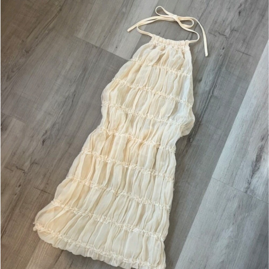 Đầm cổ yếm cột dây hở lưng vải nhún ôm body nhiều màu (Order 8 ngày)