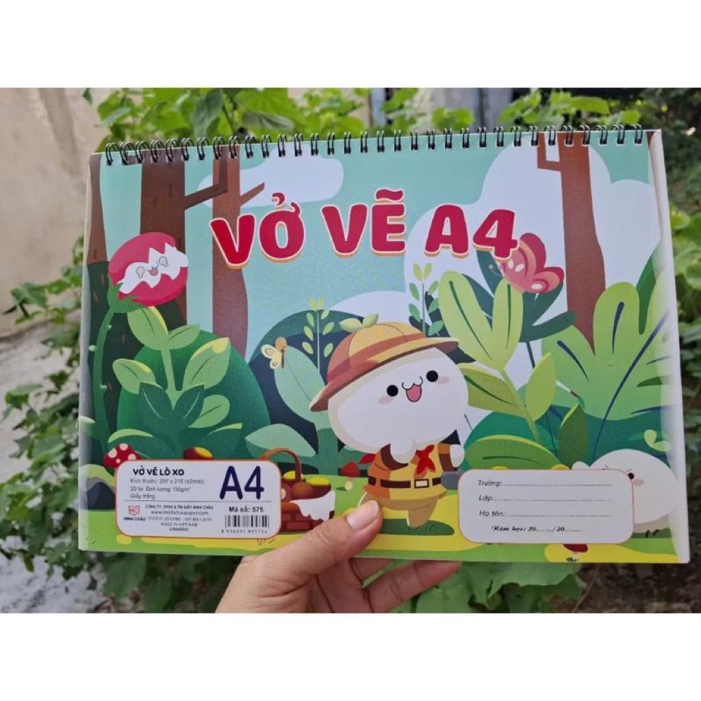 Vở vẽ Total A4 - 20  tờ lò xo, giấy chống loá màu tự nhiên bám màu tốt