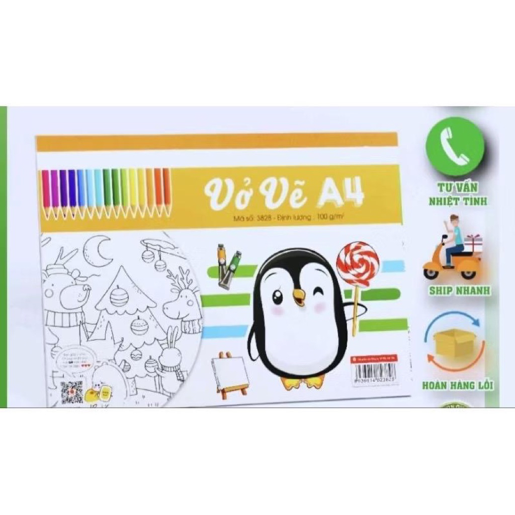 Vở vẽ Total A4 - 20  tờ lò xo, giấy chống loá màu tự nhiên bám màu tốt
