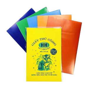 Giấy màu thủ công A4 Hồng Hà cho bé không đề can cho học sinh làm thủ công 1 tập nhiều màu