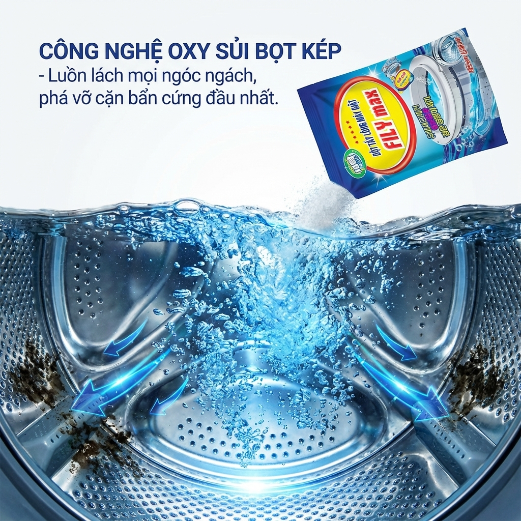 Bột Vệ Sinh Lồng Máy Giặt Khử Mùi Diệt Khuẩn Fily Max Bột Tẩy Lồng Giặt Cho Máy Cửa Trước Cửa Trên