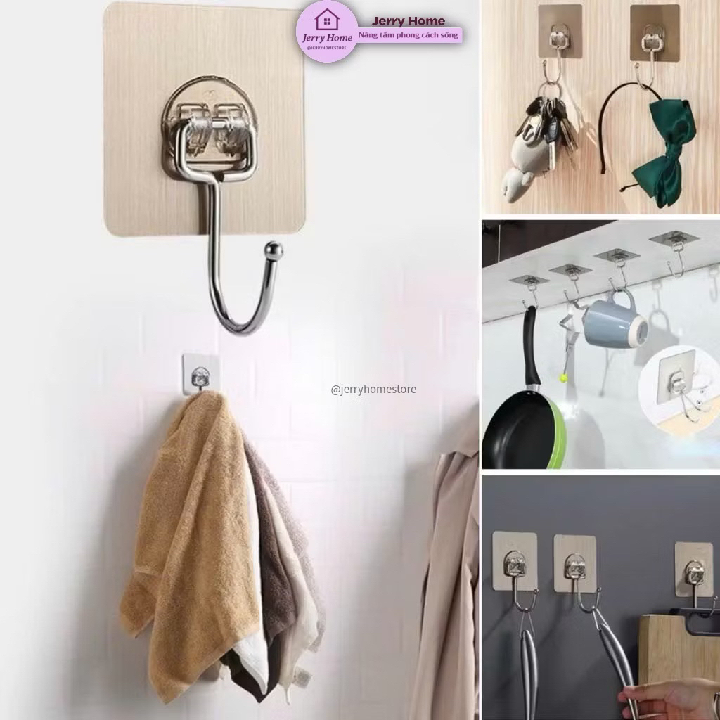 Combo 10 Móc Dán Inox – Móc Treo Đồ Nhà Bếp, Phòng Tắm, Tiện Lợi, Chịu Lực