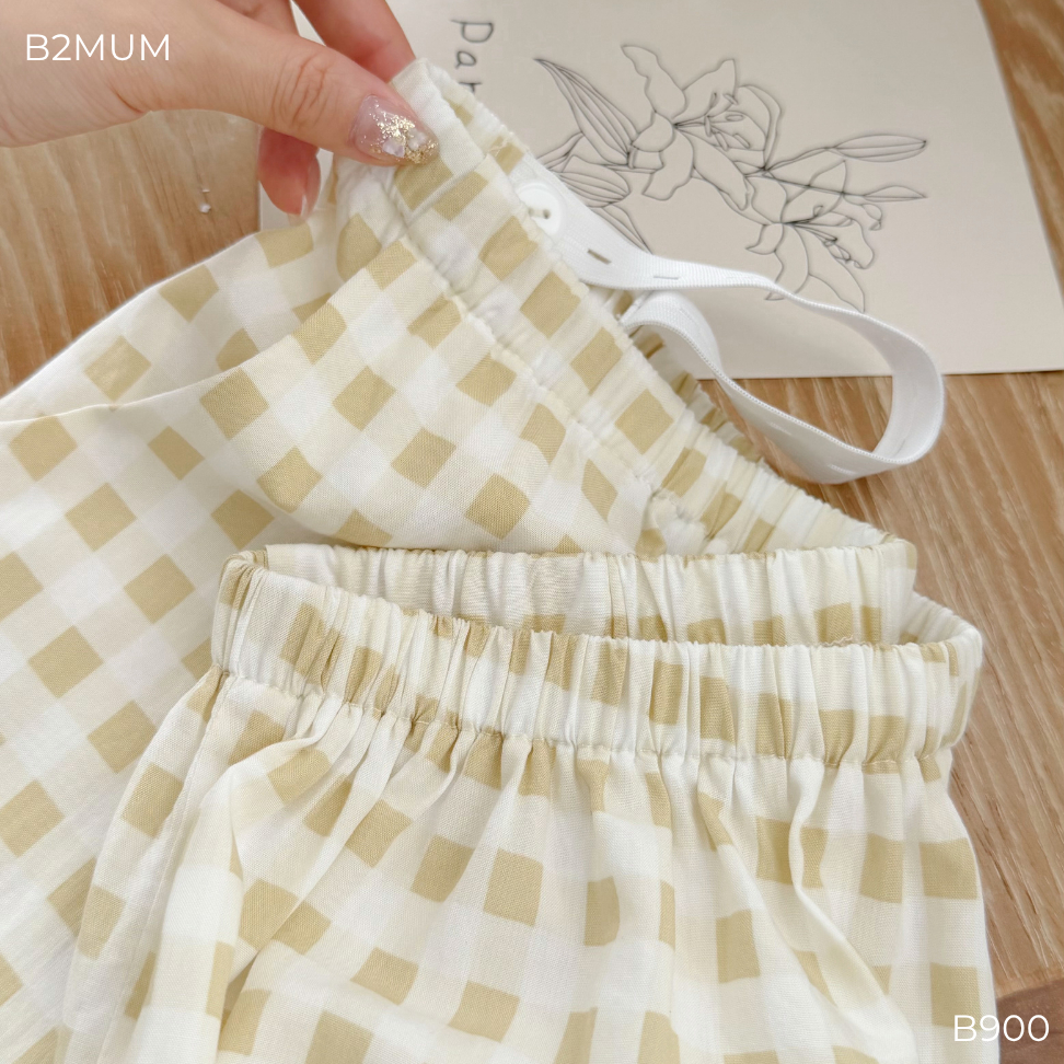 Bộ Pijama Bầu Lanh Thái Dáng Suông Quần Ngố – Đồ Bộ Mặc Nhà Thoáng Mát Nhẹ Mềm Cho Mẹ Bầu Sau Sinh Relax Set B900 B2MUM
