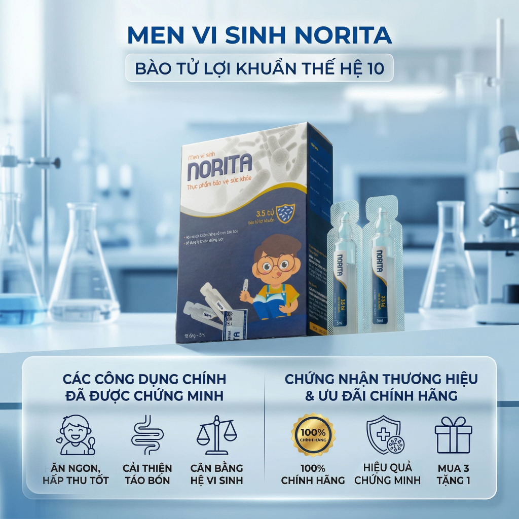 Combo 2 Hộp Men Vi Sinh Cho Bé NORITA Bổ Sung Bào Tử Lợi Khuẩn Hỗ Trợ Trẻ Ăn Ngon, Cải Thiện Táo Bón, Tiêu Hóa Kém