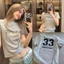 Áo Babytee .Áo Thun Nữ Cổ Tròn In Số 33 Cộc Tay Hoạ Tiết Kẻ Sọc Mùa Hè Phong Cách Trẻ Trung Cá Tính