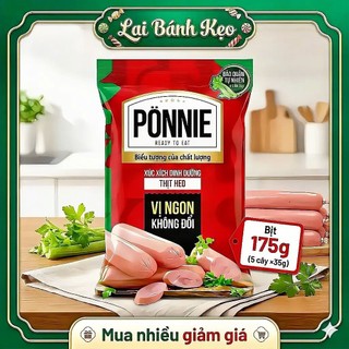 Xút Xích Heo PONNIE , Bịch 175g (5cây ×35g)