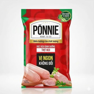 Xút Xích Heo PONNIE , Bịch 175g (5cây ×35g)