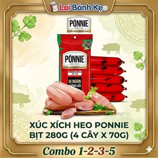[Combo 1-2-3-4-5] Xút Xích Heo PONNIE, Bịch 280g (4cây × 70g)