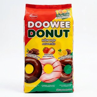 [Combo 1-2-3] Bánh Doowee Donut Hỗn Hợp - Bịch 12 Cái x 29g (Socola, Dâu, Cam)