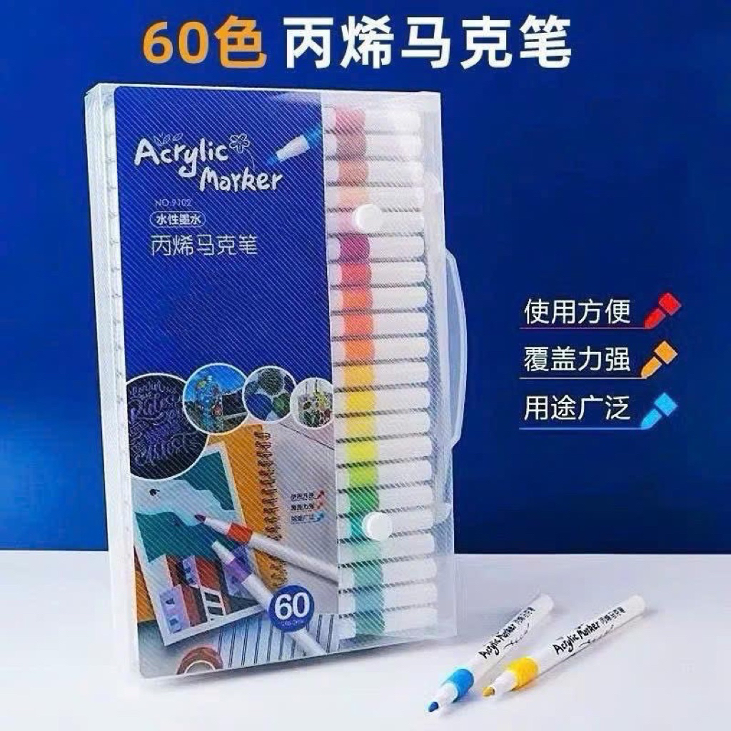 Bút Màu Acrylic Marker 60 Màu - Bộ Bút Vẽ Đa Năng Cho Nghệ Thuật và Thiết Kế