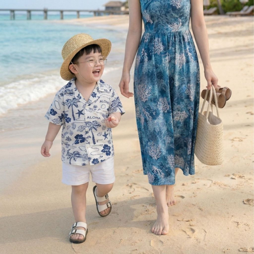 Combo 2 Bộ Đũi Bé Trai In Sao Biển Và Bộ Cây Dừa (8-30kg), Set Đồ Hè Cho Bé Chất Đũi Mềm Mát Phong Cách Hàn Quốc