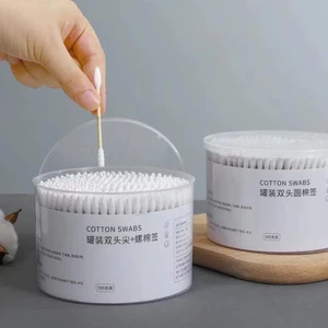 Hộp 300 Tăm Bông Thân Gỗ Ngoáy Tai Người Lớn 2 Đầu Vệ Sinh Tai Đa Năng An Toàn Tiện Lợi