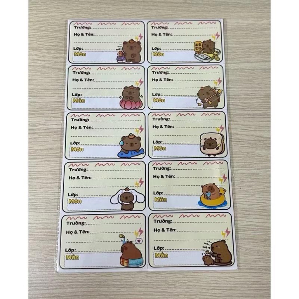 Set 50 / 100 chiếc nhãn vở bóc dán cho học sinh nhiều mẫu hình đẹp, dễ thương giao ngẫu nhiên cho bé trai và bé gái