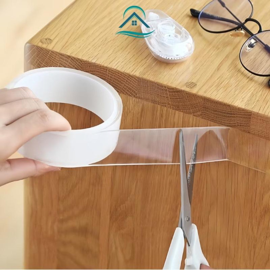 Băng dính 2 mặt siêu dính trong suốt dài, băng keo dán tường đa năng hai mặt nano silicon