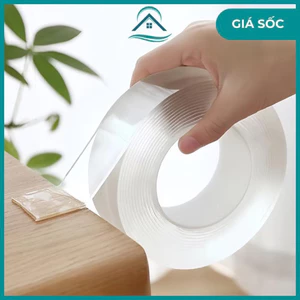 Băng dính 2 mặt siêu dính trong suốt dài, băng keo dán tường đa năng hai mặt nano silicon