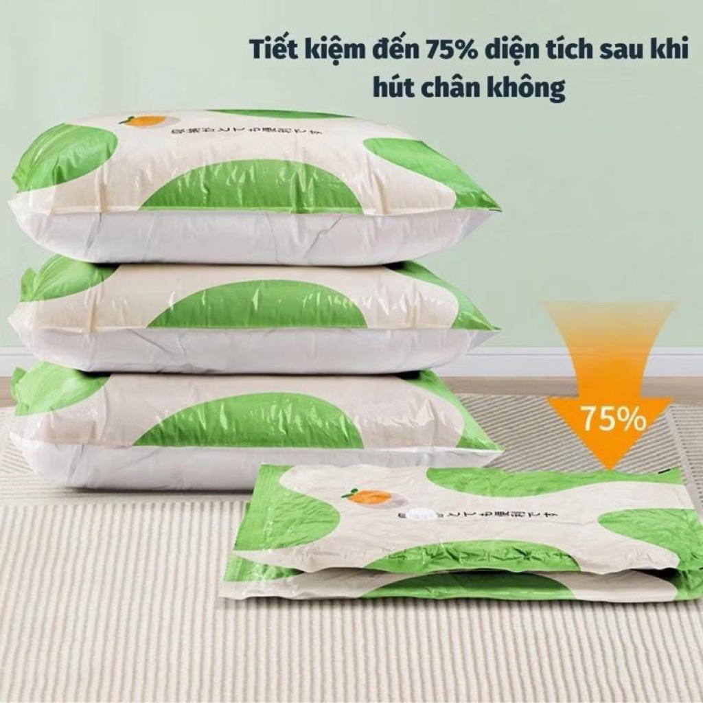 Sét 6 Túi hút chân không đựng quần áo, chăn gối - Đa năng, tiện Lợi ( túi hút chân không xanh lá) nhám hangers