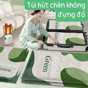 Sét 6 Túi hút chân không đựng quần áo, chăn gối - Đa năng, tiện Lợi ( túi hút chân không xanh lá) nhám hangers