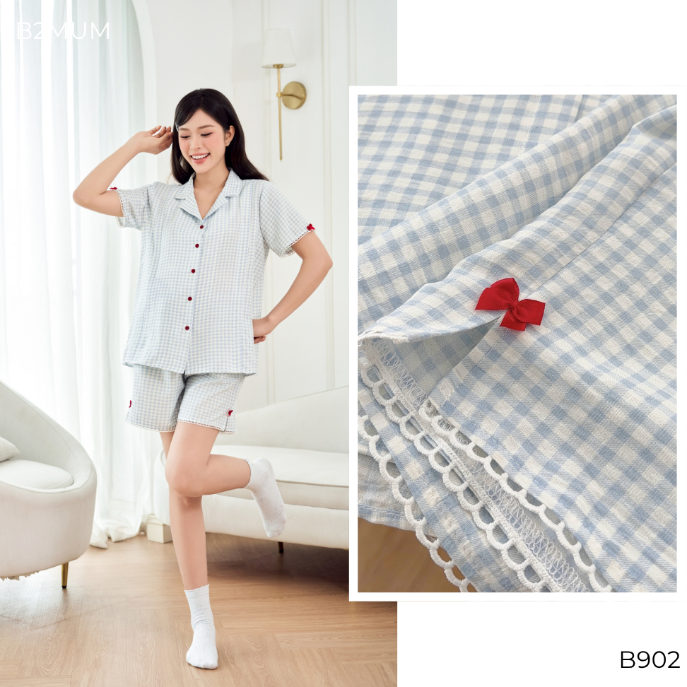Bộ Pijama Bầu Đũi Mềm Dáng Suông Basic – Đồ Bộ Mặc Nhà Thoáng Mát, Nhẹ Mềm Cho Mẹ Bầu & Sau Sinh Fitty Set B902 By B2MUM
