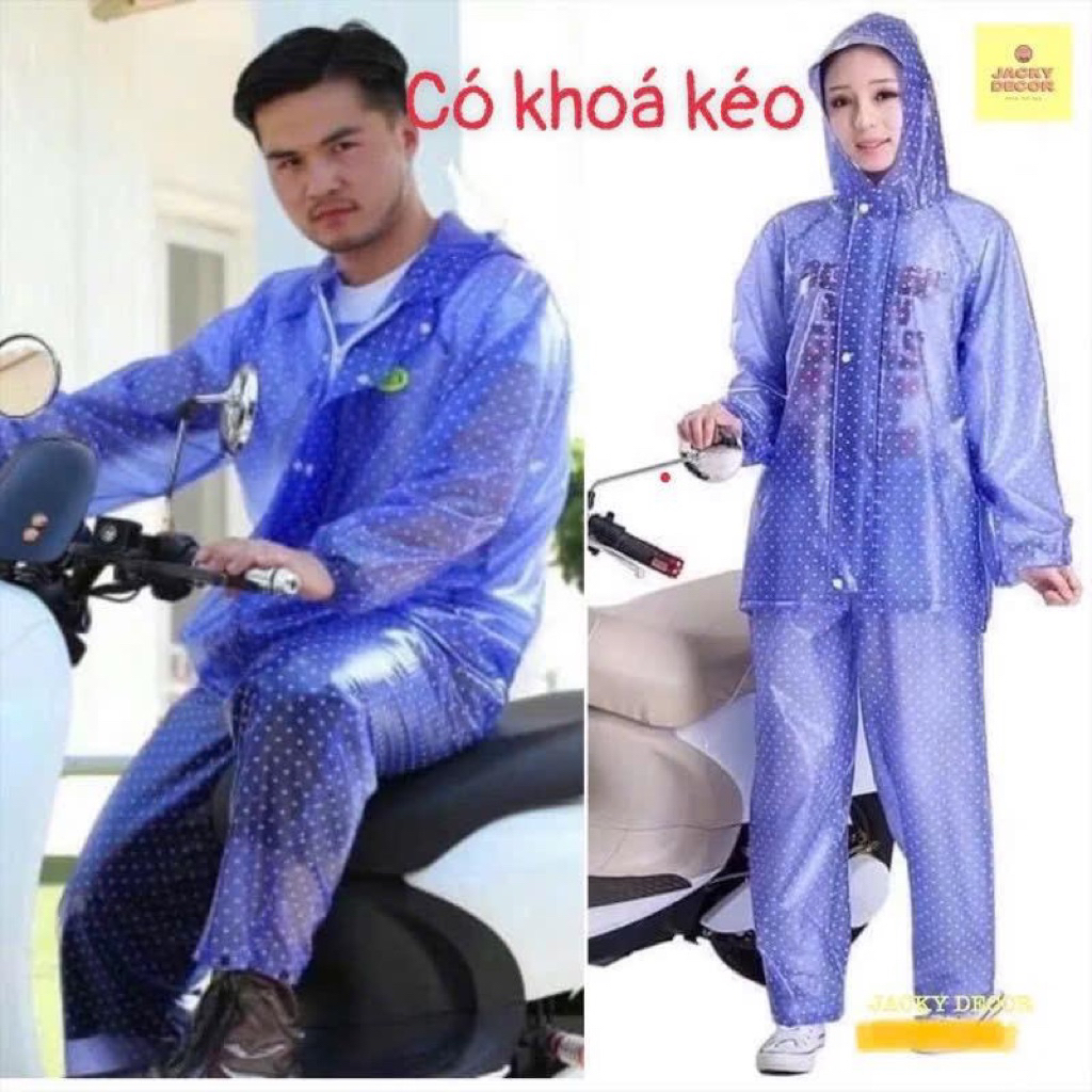 ( CÓ KHOÁ - HÀNG XỊN ) Áo mưa bộ chấm bi nhựa dẻo bền dai đẹp, không thấm nước Tú Phong (từ 45kg đến 62kg)
