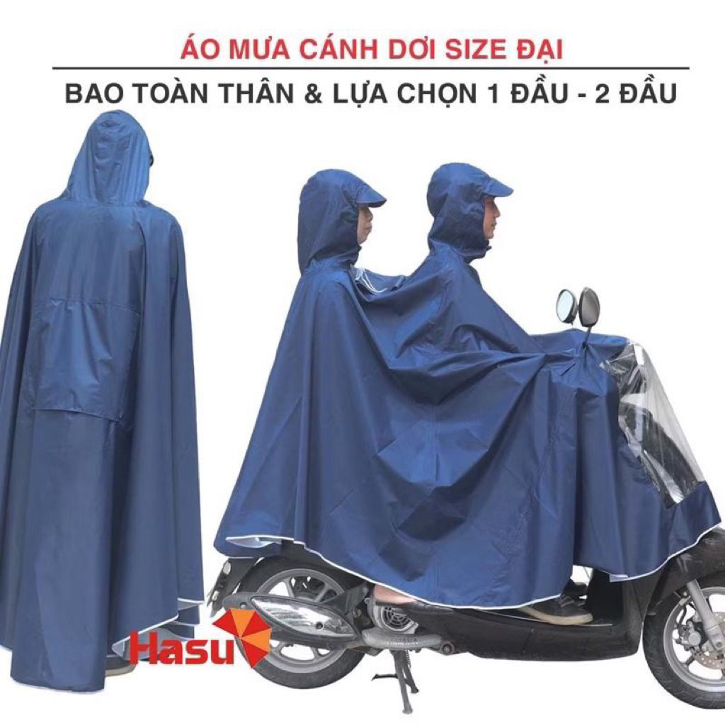 Áo mưa cánh dơi Size Đại bao toàn thân xe máy 2 đầu - 1 đầu + Áo mưa size to 5XL Vải Trượt Nước Cao Cấp