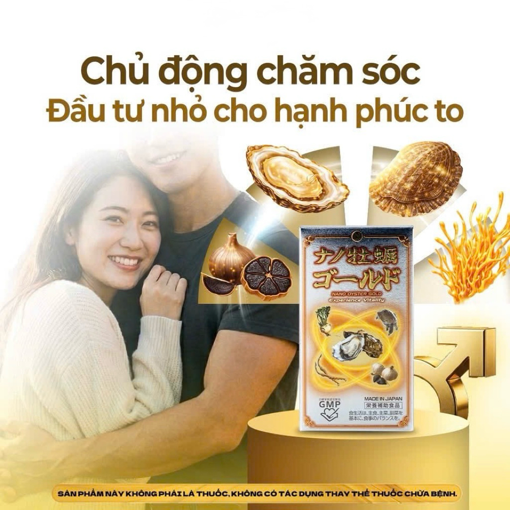 Viên Uống Hàu Biển Nano Oyster Gold Nhật Bản - Hộp 120 viên -  Hỗ Trợ Tăng Cường Sinh Lý Nam Giới