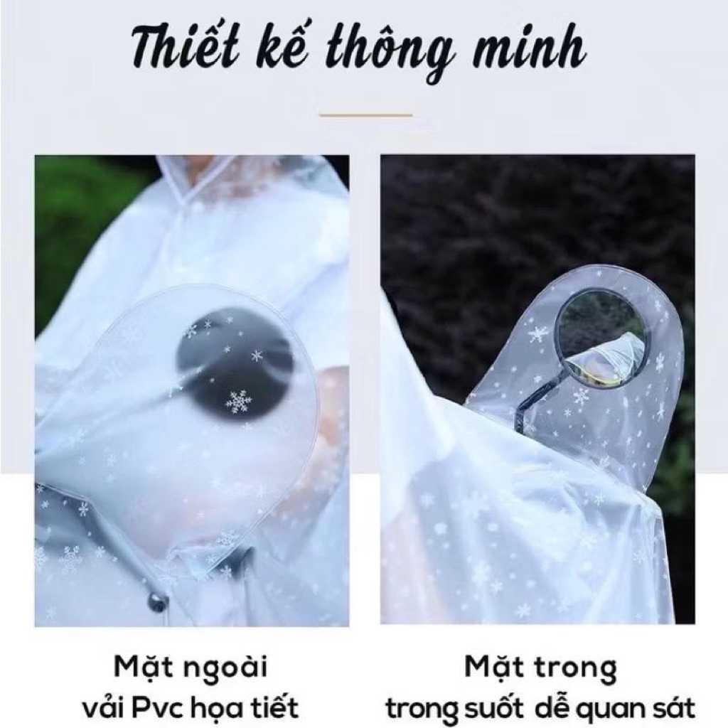 Áo mưa bông tuyết 1 đầu và 2 đầu hàng cao cấp, thời trang cho mọi lứa tuổi Cao Su (không có kính)