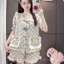 Sét bộ pyjama bèo 3 nơ, chất đũi vân mây mềm mát TN01