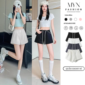 Quần Short Nữ Dáng Ngắn Túi Chéo Cạp Cao Tôn Dáng Phối Dây Rút Chất Nỉ Mềm Mịn Hàng Đẹp [MYN91]