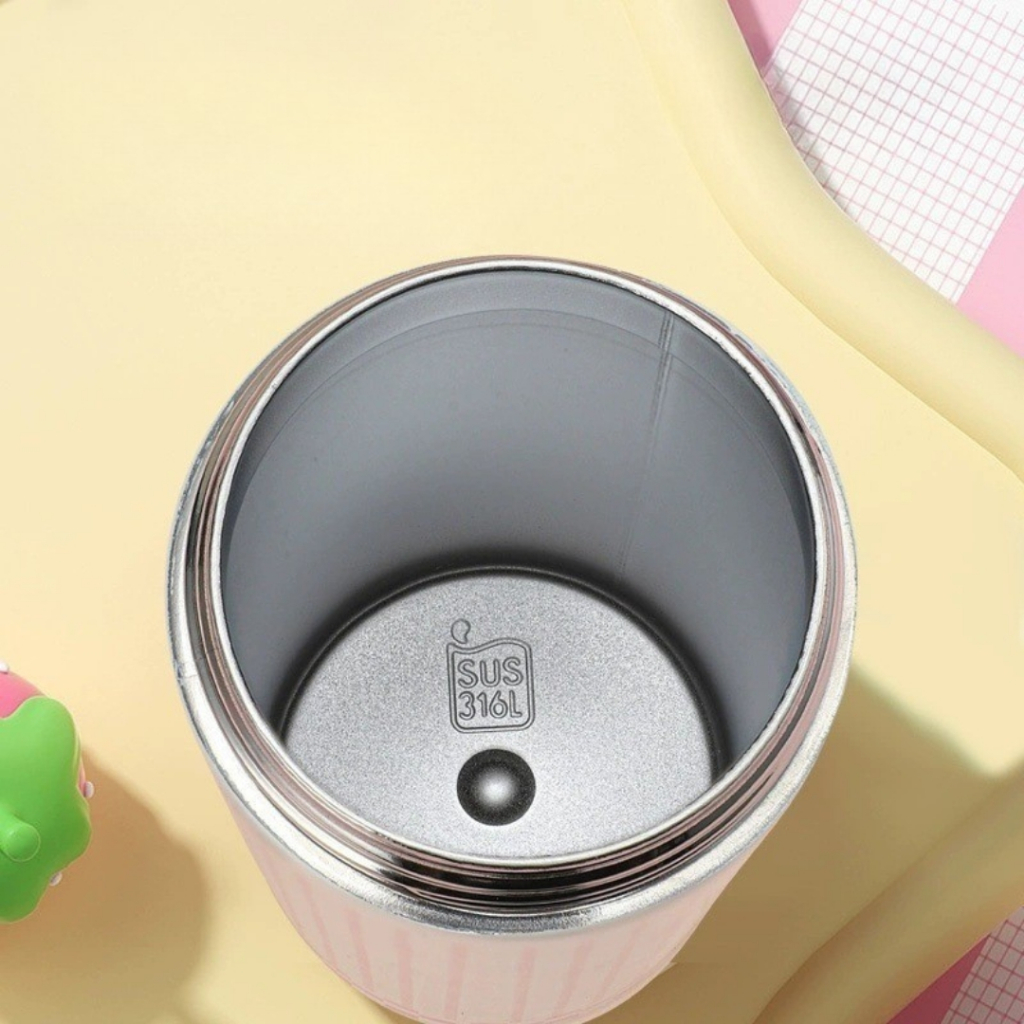 Bình Giữ Nhiệt Inox 316 Họa Tiết Hoạt Hình Dễ Thương Có Dây Đeo Nắp Tròn Tiện Lợi, TIDY SHOP