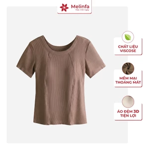 Áo thun nữ ngắn tay MELINFA có đệm mút 3D nâng đỡ vải Viscose mềm mại mã VAA0466