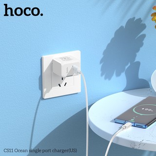 Cốc sạc Hoco CS11 chân dẹp, cổng USB-A max 2.1A - Phụ Kiện Nhất Tín