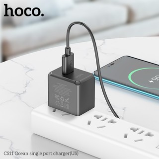 Cốc sạc Hoco CS11 chân dẹp, cổng USB-A max 2.1A - Phụ Kiện Nhất Tín
