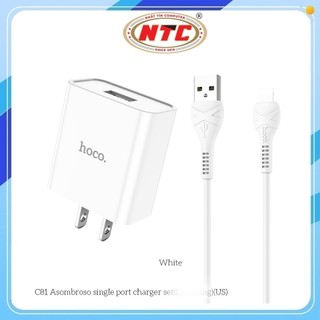 Bộ cốc và cáp sạc Hoco C81 chân LaiNing, dài 1M, max 2.1A (Trắng)