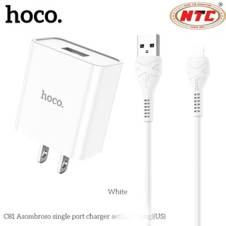 Bộ cốc và cáp sạc Hoco C81 chân LaiNing, dài 1M, max 2.1A (Trắng) - Phụ Kiện Nhất Tín
