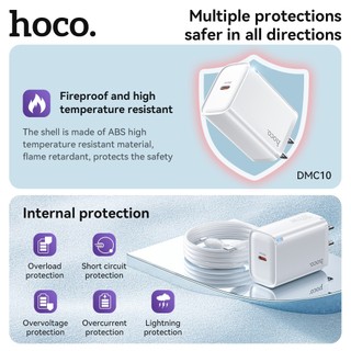 Bộ sạc nhanh Hoco DMC10 kèm cáp TypeC to TypeC PD/QC 30W, PPS 33W, Có đèn báo sạc (Trắng) - Phụ Kiện Nhất Tín