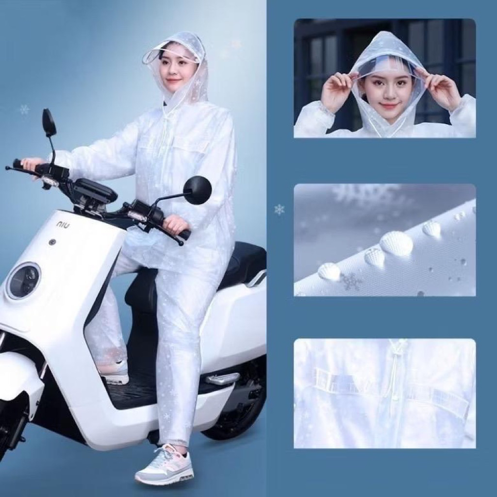 Bộ áo mưa hoa tuyết -áo chui đầu, Bộ áo mưa chất liệu cao cấp chống thấm tuyệt đối
