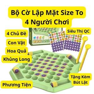 Đồ Chơi Cờ Lật Mặt 55 Ô Size To Và Bé 4 Người Chơi– Rèn Luyện Trí Nhớ Cho Bé, Nhiều Người Chơi