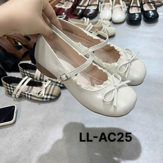 Giày búp bê nữ đế 3cm mũi tròn phong cách tiểu thư thanh lịch chất da nhám mền MS455