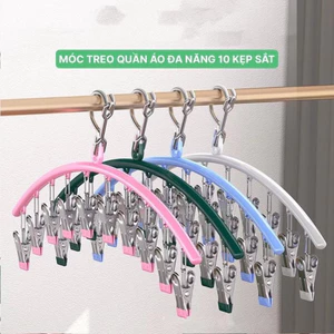 Combo 3-5 Móc Vòm Cung Treo Kẹp Quần Ao, Khăn, Tất Thiết Kế Hiện Đại Đa Năng, Inox Bọc Nhựa PVC Cao Cấp