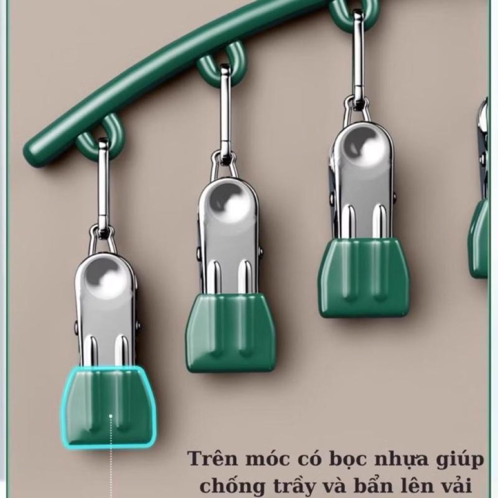 Combo 3-5 Móc Vòm Cung Treo Kẹp Quần Ao, Khăn, Tất Thiết Kế Hiện Đại Đa Năng, Inox Bọc Nhựa PVC Cao Cấp