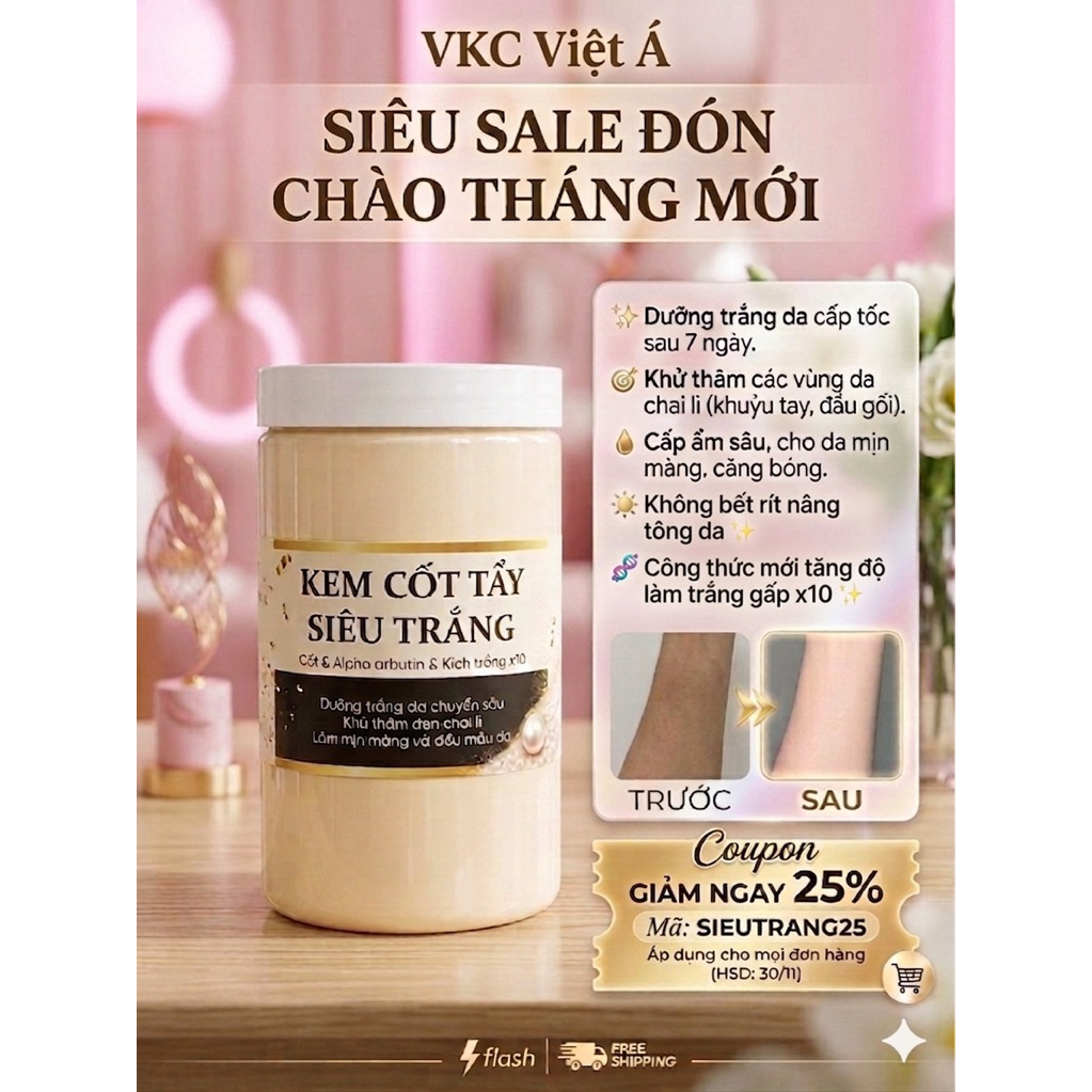 1Ký Kem body cốt Tẩy mix bột Tẩy thái siêu mạnh  trắng nhanh , không bết rít