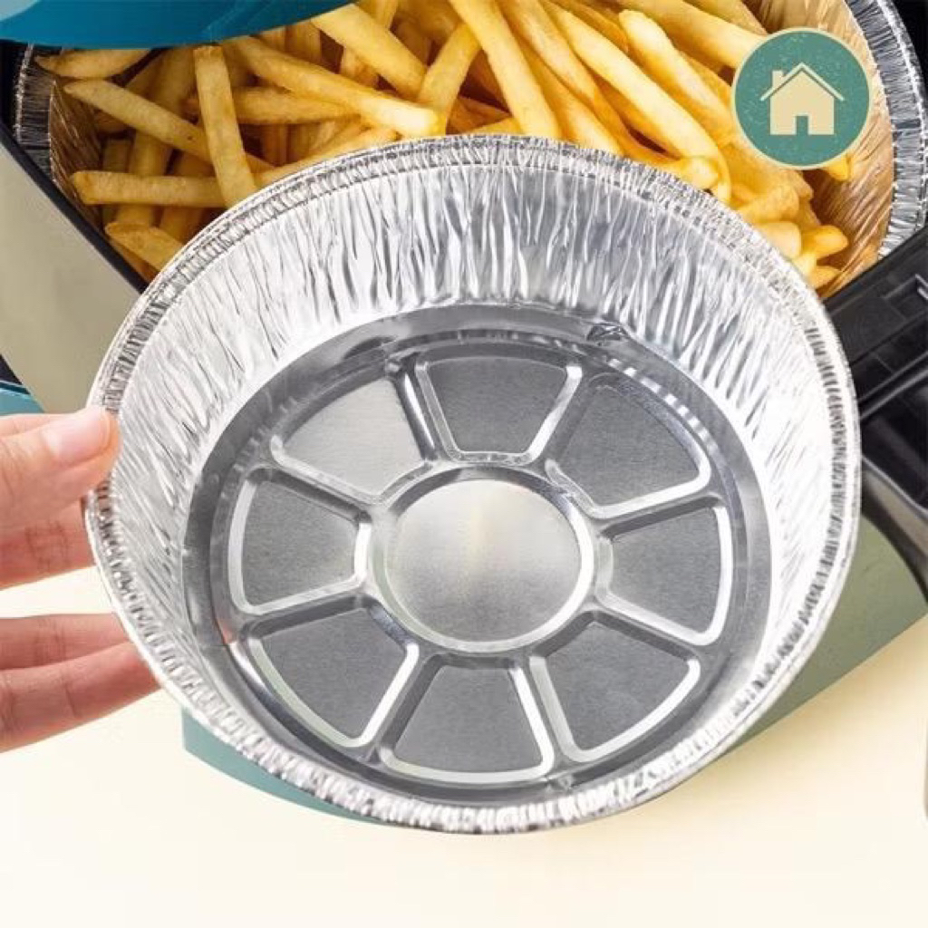 Set 10 Khay Giấy Bạc Lót Nồi Chiên Không Dầu, Đĩa Nhôm, Đĩa Giấy Bạc Đường Kính 22cm Dalato Decor khay  giấy  bạc