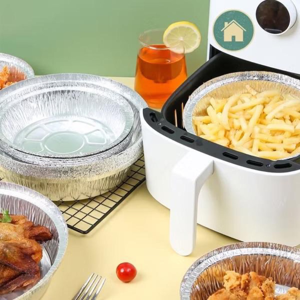Set 10 Khay Giấy Bạc Lót Nồi Chiên Không Dầu, Đĩa Nhôm, Đĩa Giấy Bạc Đường Kính 22cm Dalato Decor khay  giấy  bạc